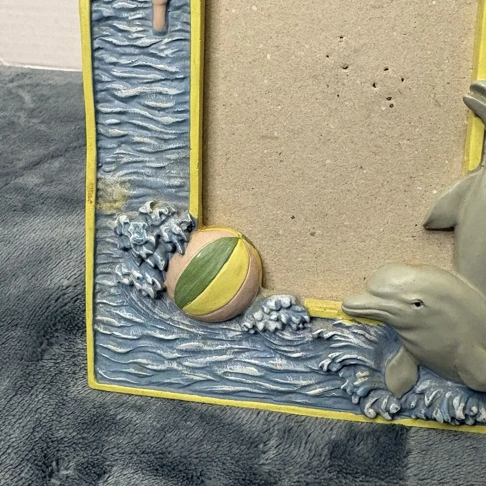 Dolphin Themed Poly Resin 3D Picture Frame 3x5